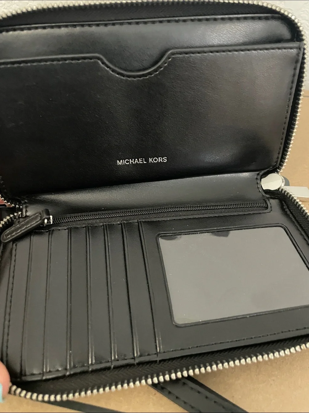 Michael Kors Black Logo-Print Zip Wristlet